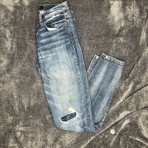 Womens Judy Blue Midrise Distressed Skinny Fit Jeans Camo Patches Size 7/28